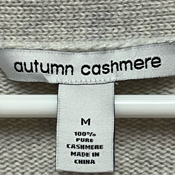 Autumn Cashmere 100% Cashmere open front duster cardigan front pockets oatmeal M - Picture 3 of 3